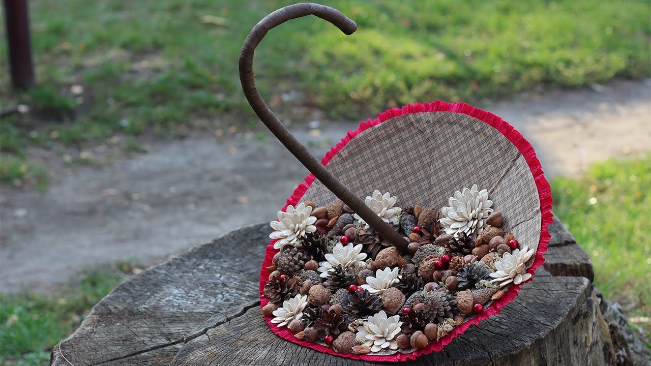 Осенний зонтик из природных материалов / Autumn umbrella made of natural materials /Творческое место