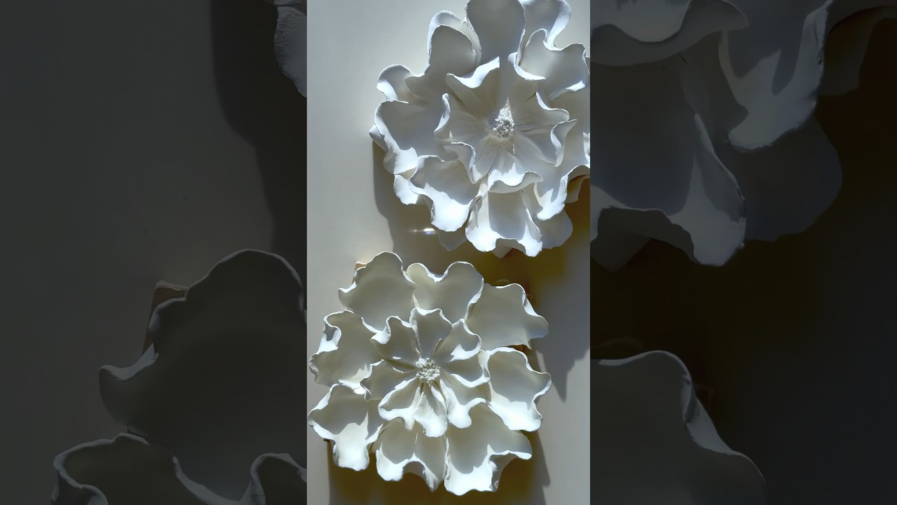 Sculpting flowers using air dry clay #homedecor #wallpainting