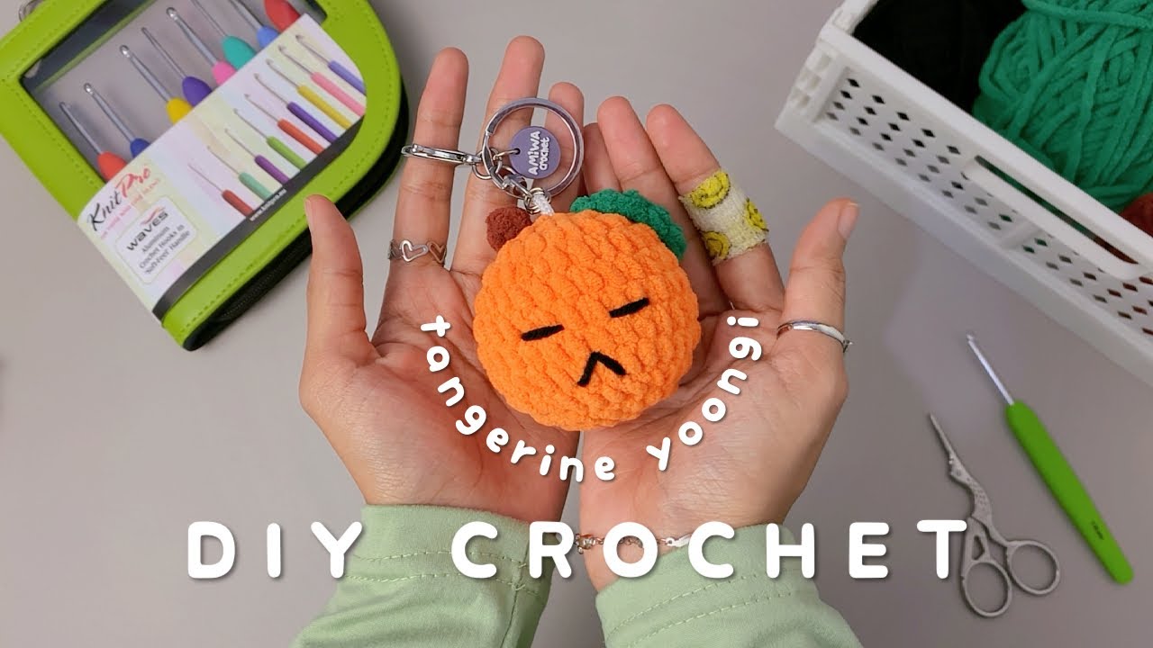TUTORIAL how to crochet tangerine yoongi amigurumi keychain 🍊