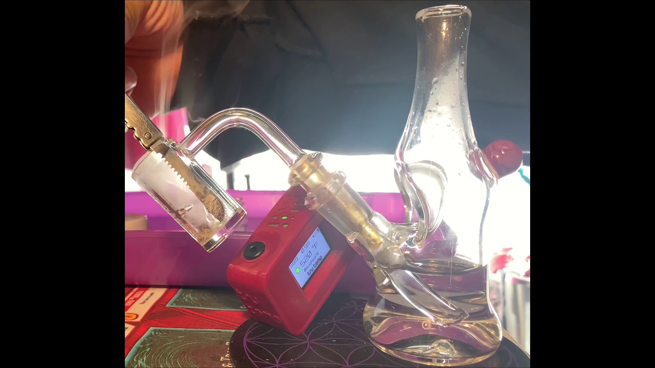 SD Dank AutoSpinner Banger using my John Blaze glass mini clear bottle with Tru Temp Pocket Temp