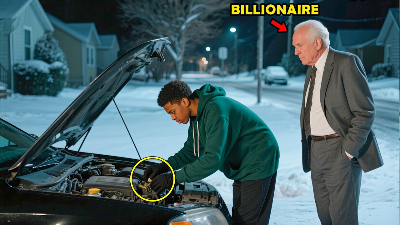 Poor Young Man Helps an Old Man Fix His Car on a Freezing Night, Unaware He’s a Billionaire