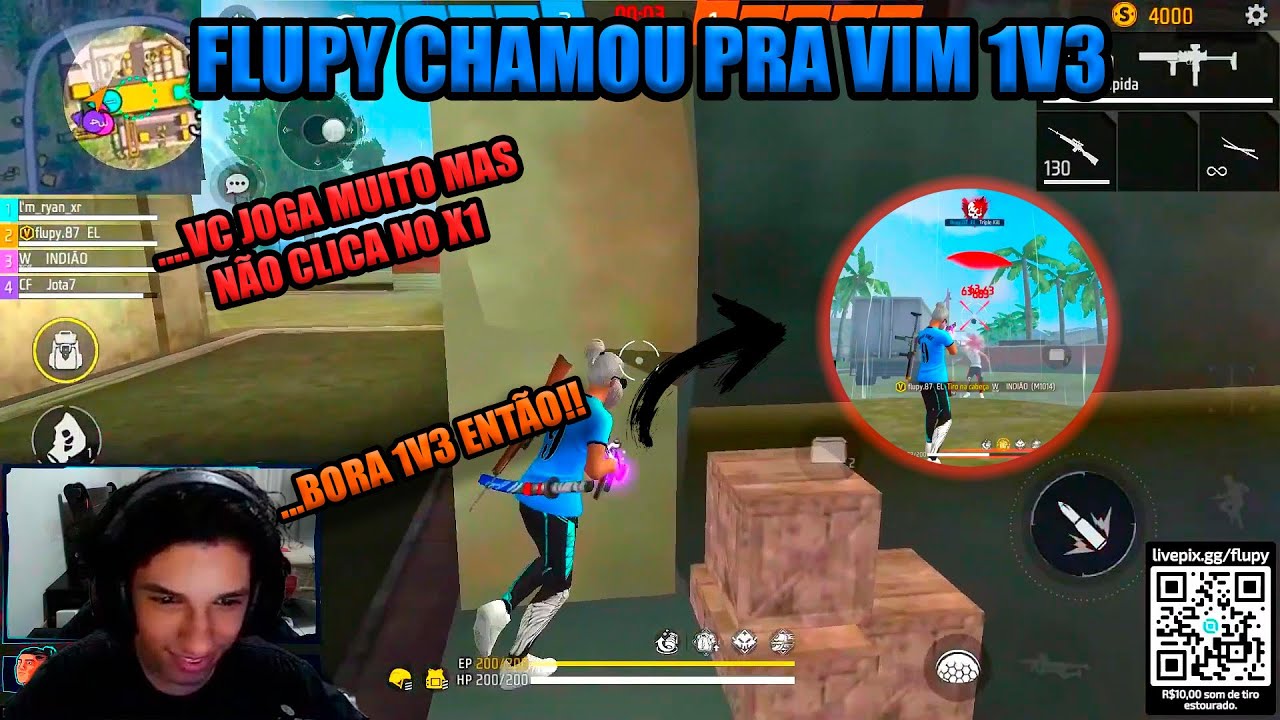 ALEATORIO DISSE QUE O FLUPY NÃO CLICAVA NO X1 E FLUPY CHAMOU ELE E OS AMIGOS PRO 1V3!