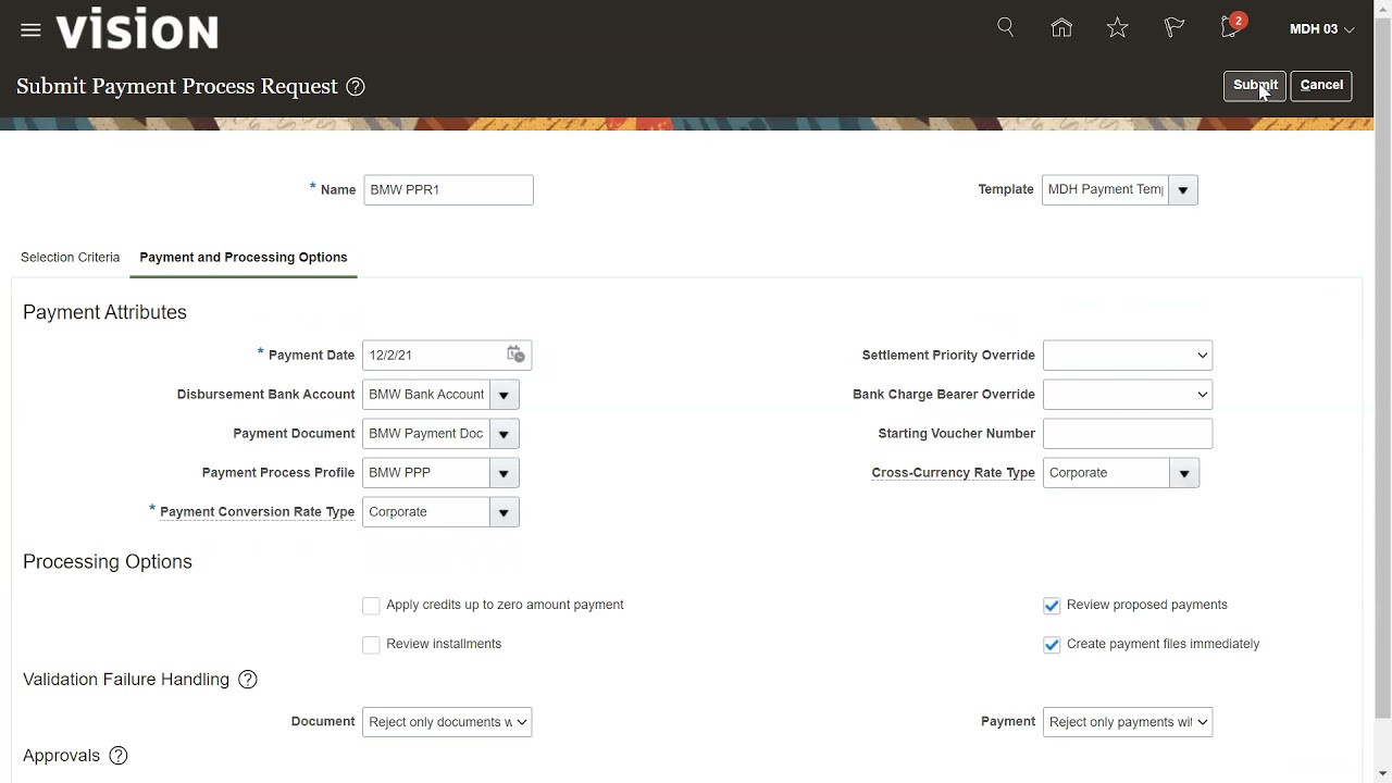 Payment Process Request PPR Oracle Financials Cloud