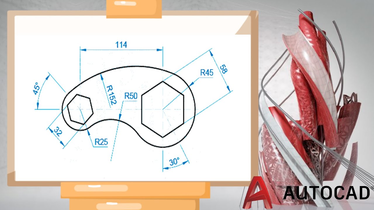 SOLUCION DE EJERCICIO AUTOCAD  🚀 - PIEZA MECANICA - BASICO  🥇