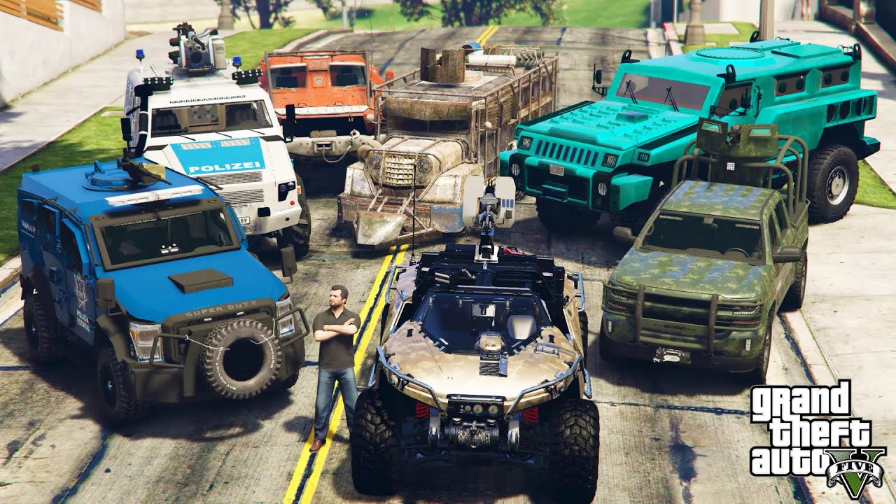 GTA 5 - Stealing Armored Emergency Vehicles With Michael! | (GTA V Real Life Cars #55)