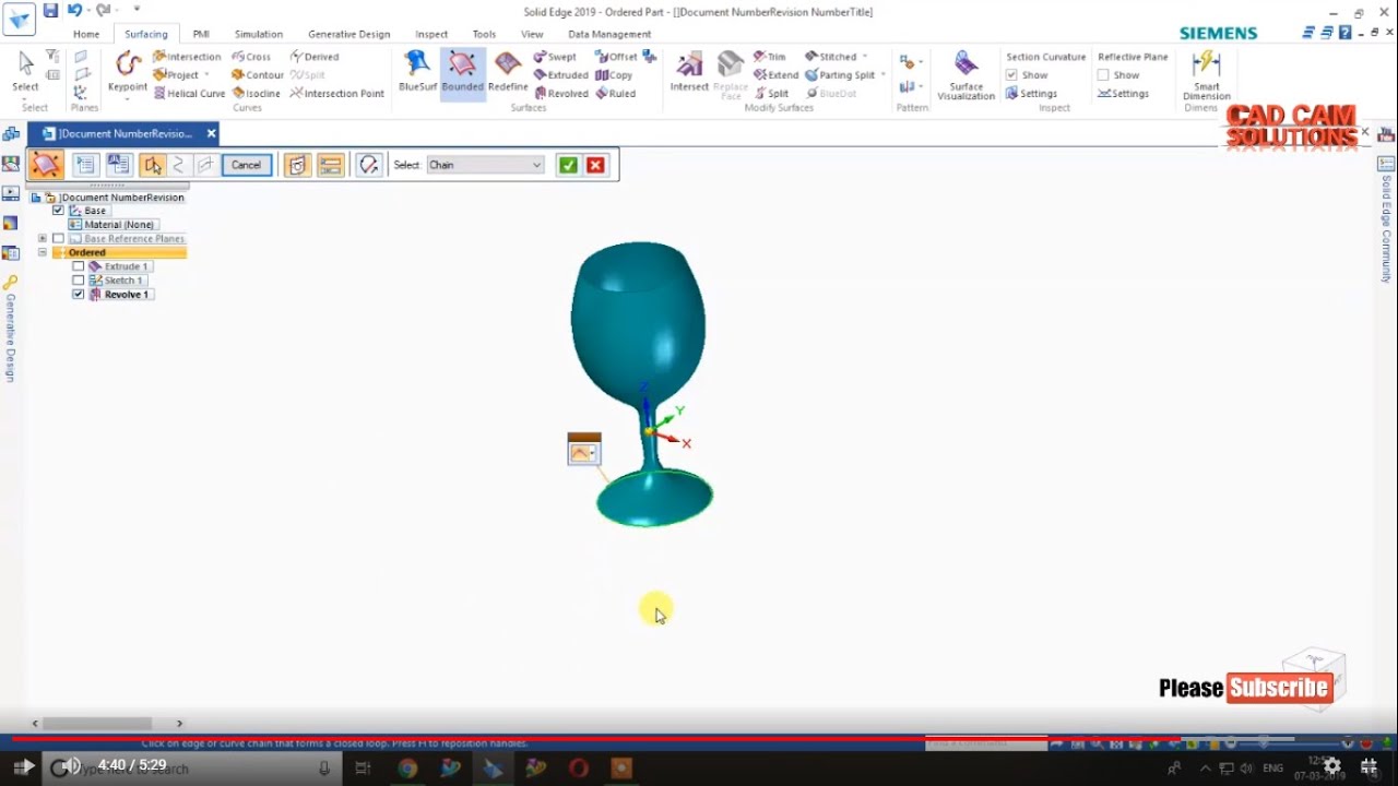 PART 1 #SolidEdge Surface Modeling #Extrude #Revolve #Bounded