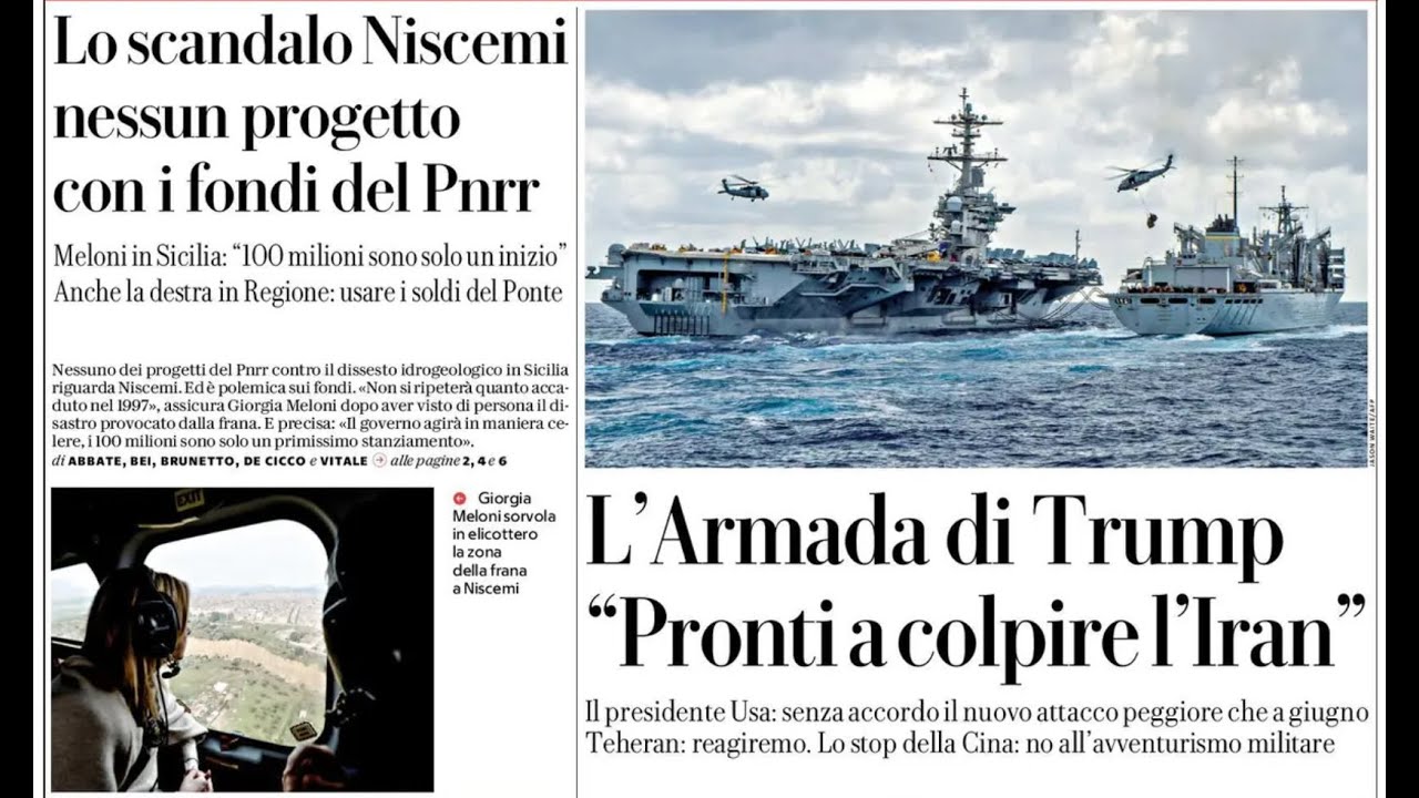 RASSEGNA STAMPA 29 GENNAIO 2026. QUOTIDIANI NAZIONALI ITALIANI  PRIME PAGINE DEI GIORNALI DI OGGI