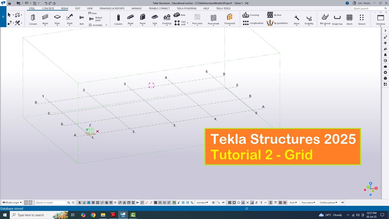 Tekla Structures 2025 Tutorial 2 - Grid