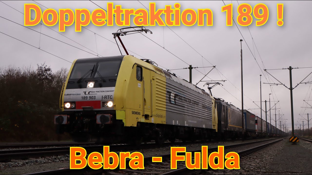 Doppeltraktion 189 ! Führerstandsmitfahrt von Bebra nach Fulda über die Nord Süd Strecke