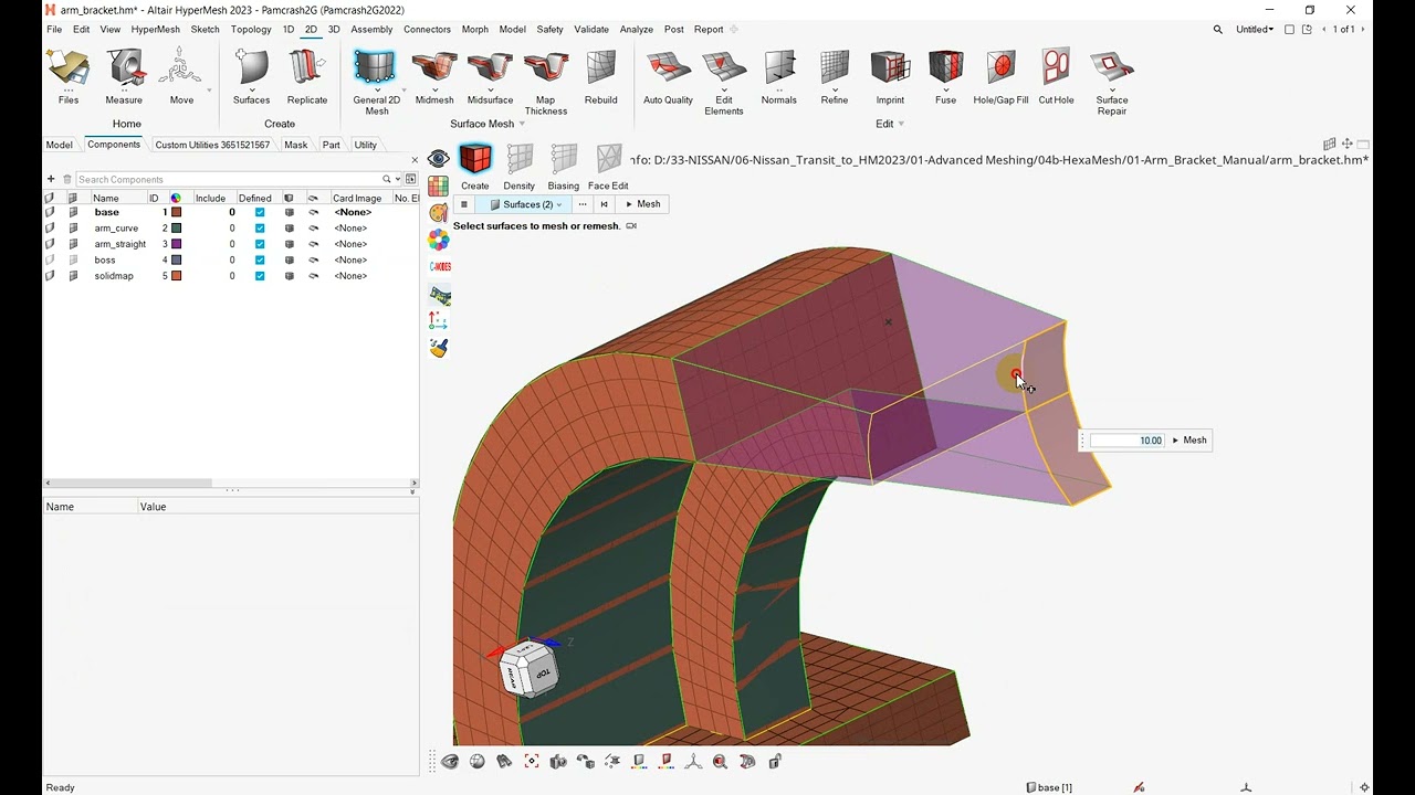 HM 2023: Manually create Hex Penta Mesh