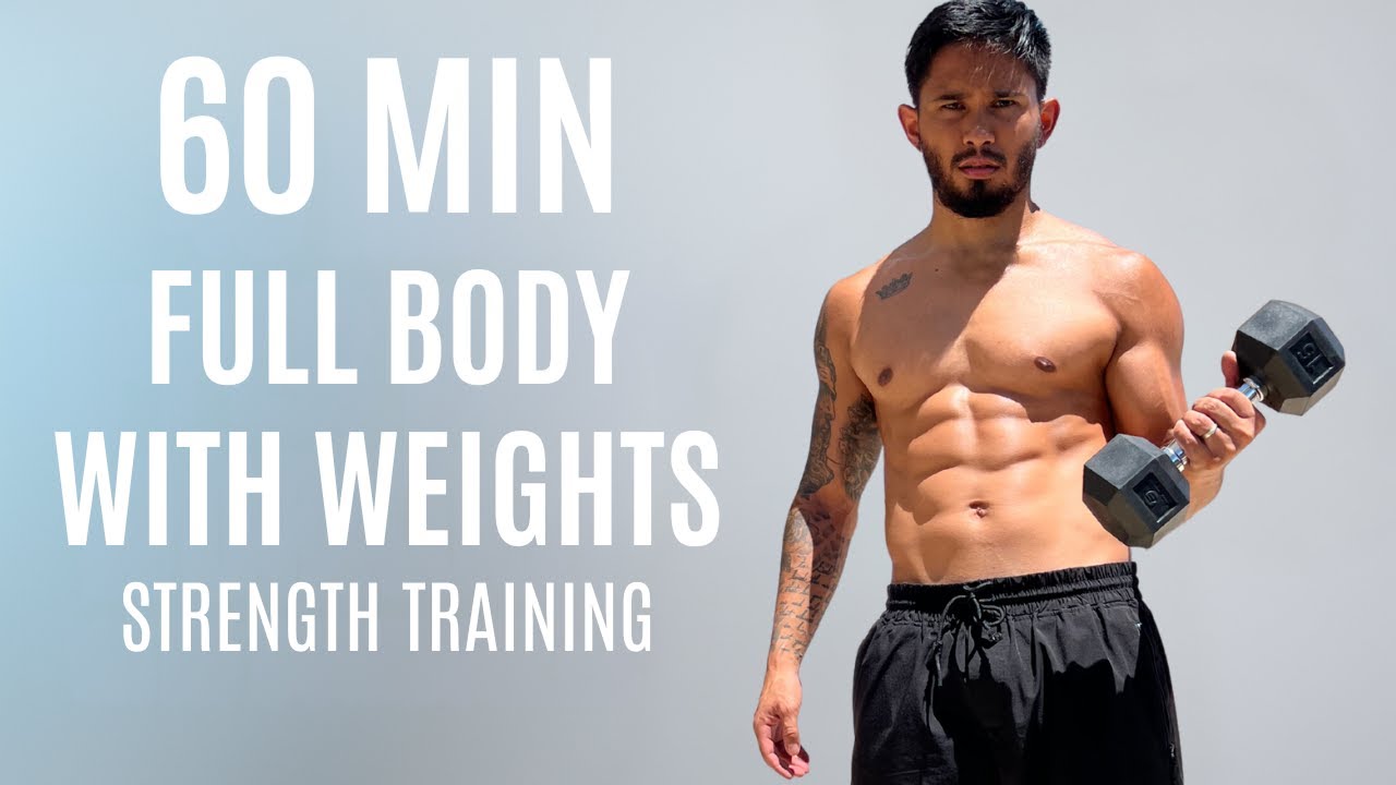 60 MIN FULL BODY DUMBBELL WORKOUT &ndash; At Home Strength Training (No Repeats)
