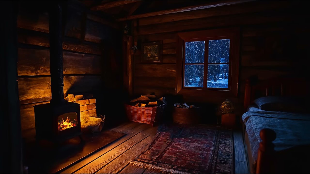 Fall asleep fast as blizzard winds howl outside, while the chimney crackles warmly all night. soft.