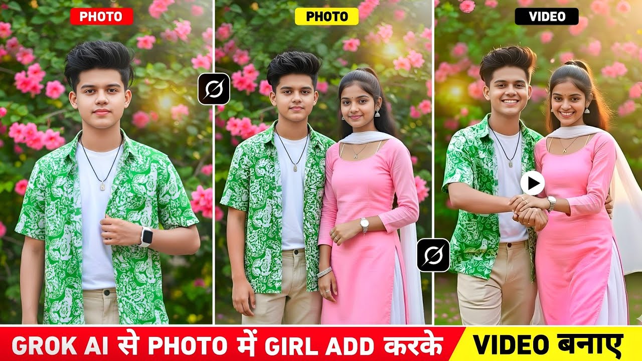 Grok Ai से photo में girl को add करके video बनाए | Photo me girl add kaise kare | Grok ai photo edit