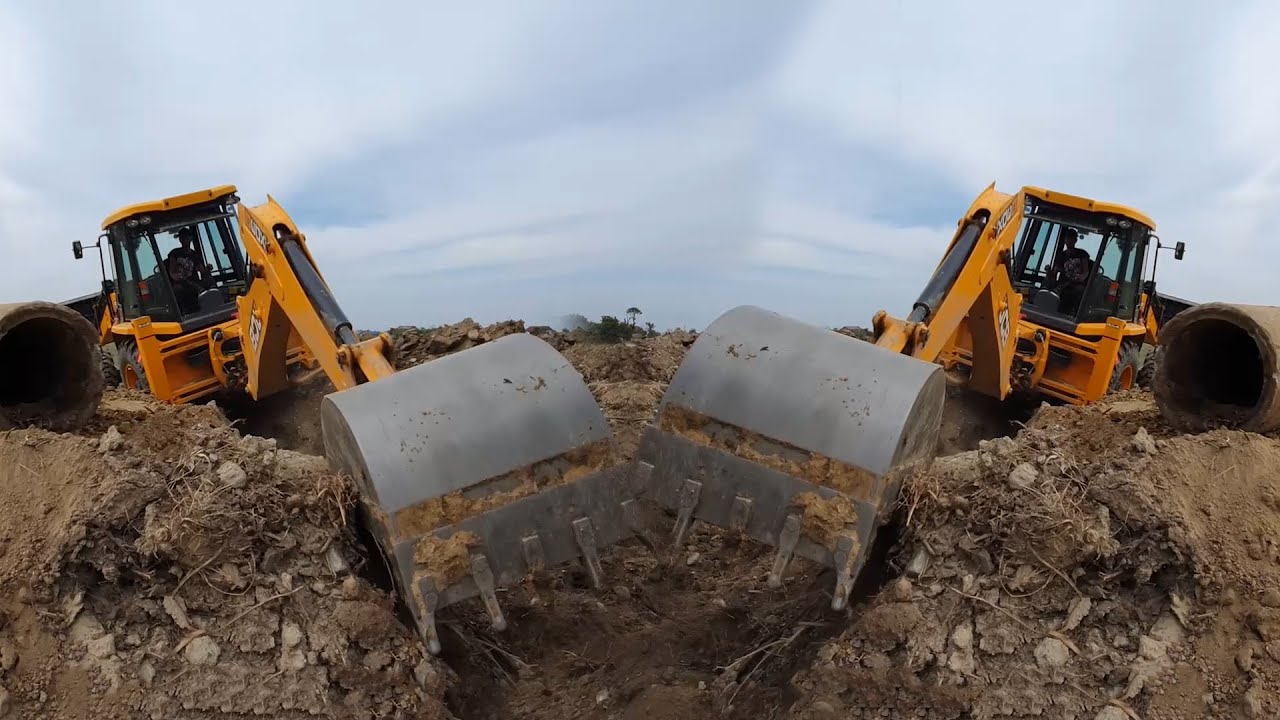 JCB Backhoe Making Drain and Loading Soil in Tractor - Best JCB Backhoe Video Collection 6