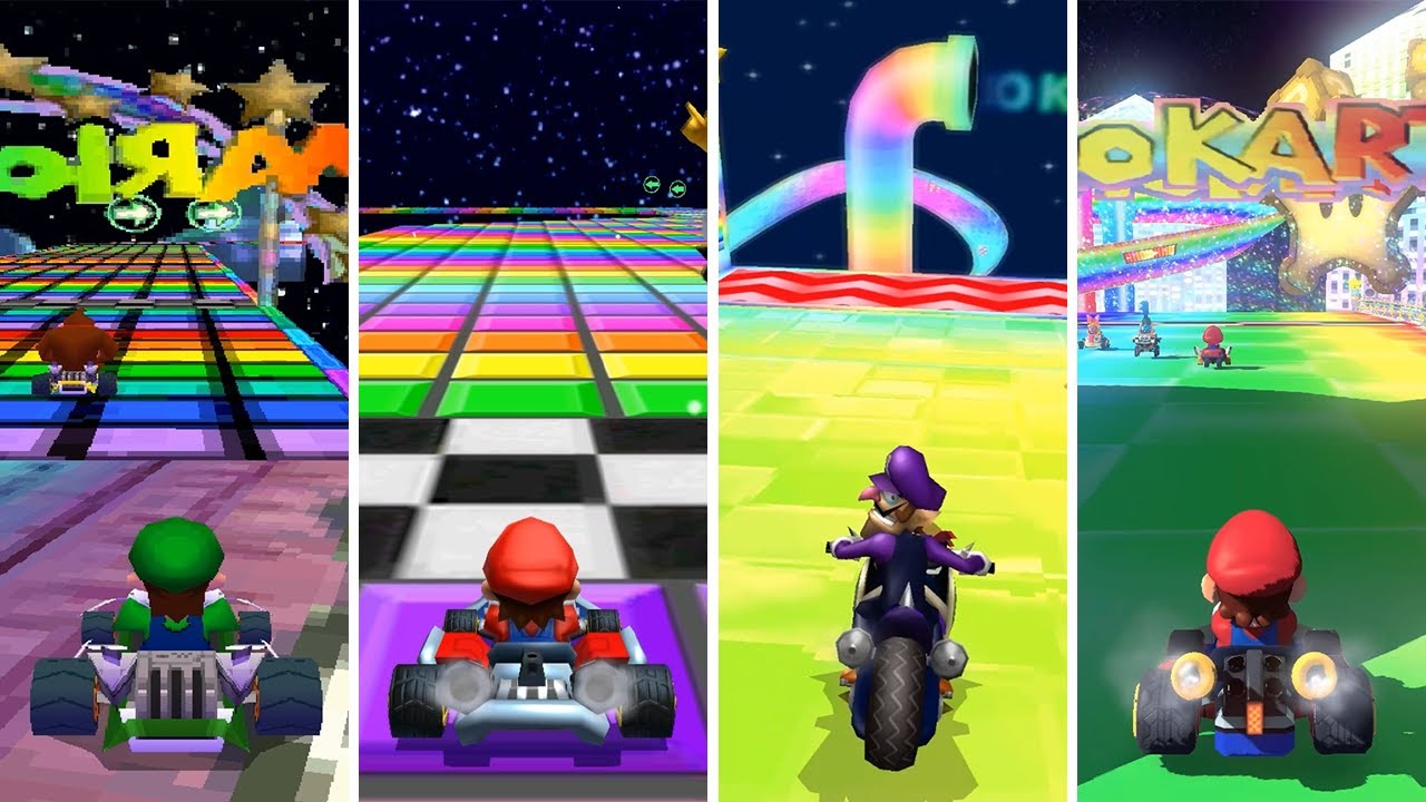 *NEW* AMAZING Rainbow Road Custom Tracks Created in Different Mario Kart Games!
