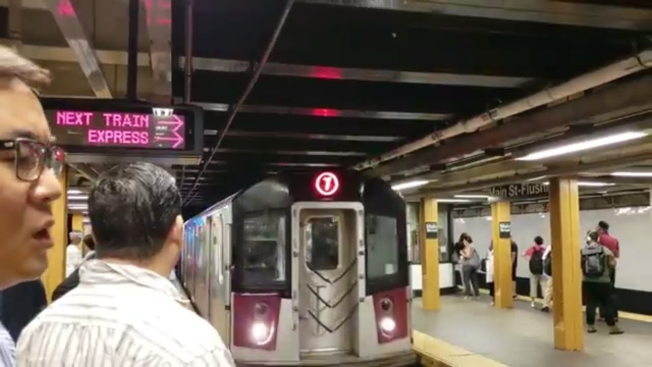 MTA NYC Subway: AM Rush Hour 7 Express Service at Flushing - Main Street