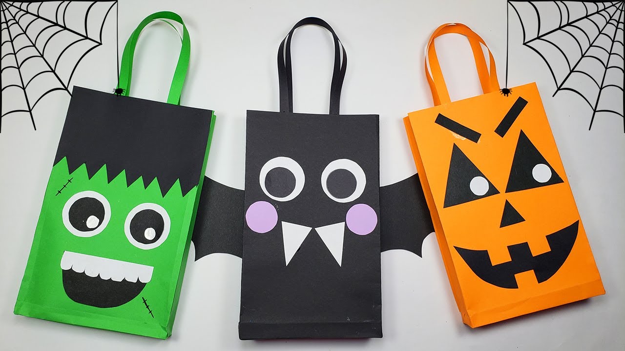 LINDAS BOLSAS DE PAPEL PARA LOS DULCES EN HALLOWEEN | Manualidades de papel para Halloween Craft 🎃