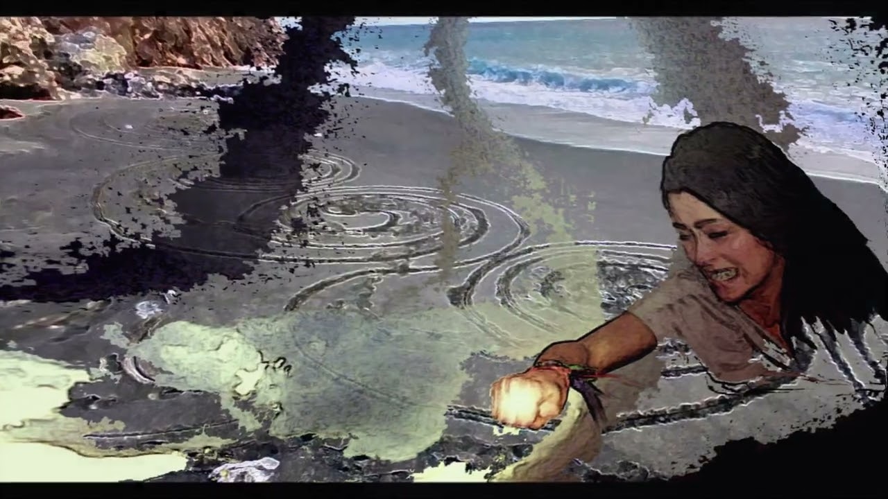 Art spirals in sand on a Cretan Beach - Deep Purple “Fireball”, 1971  -Σπείρες τέχνης στην άμμο