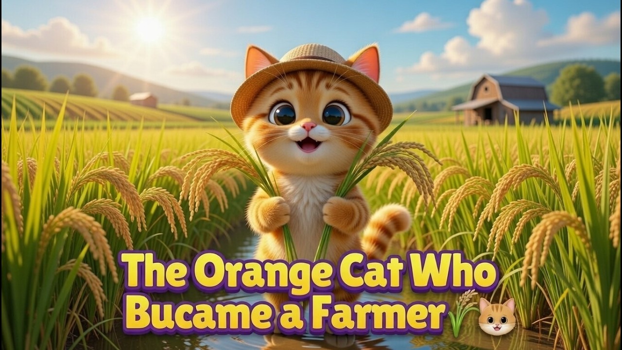 “The Orange Cat Who Became a Farmer and Grew Rice” 🌾🐱#cutecat #farming #kidslearning #ricefarming
