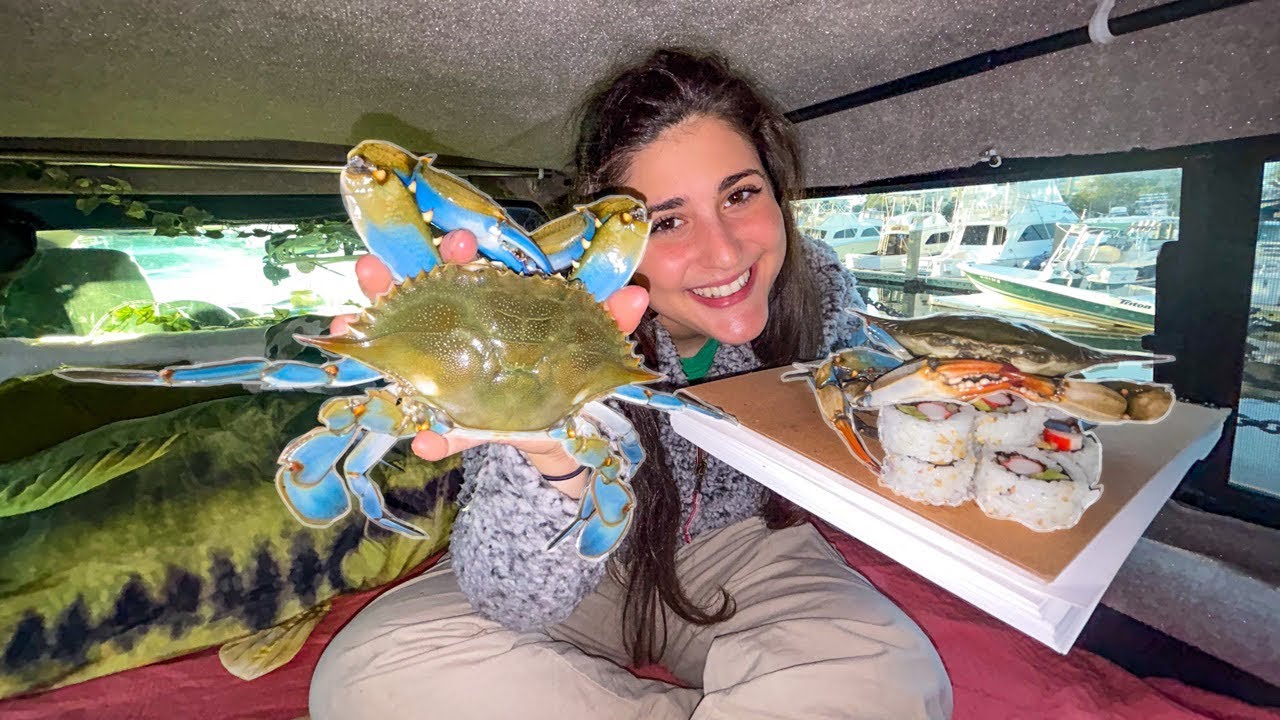 Blue Crab Catch and Cook | Homemade Sushi Truck Camping