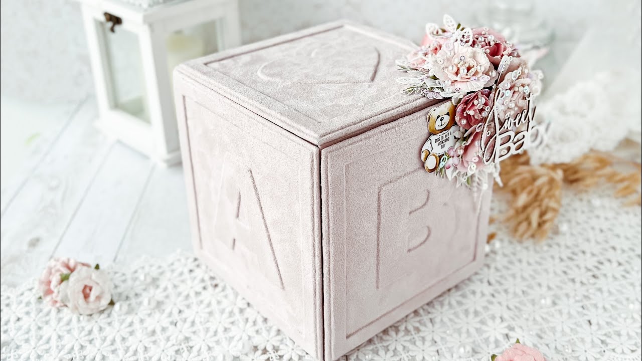 Super beautiful scrapbook album „Sweet baby” in a shape of a cube🎀✨🎁