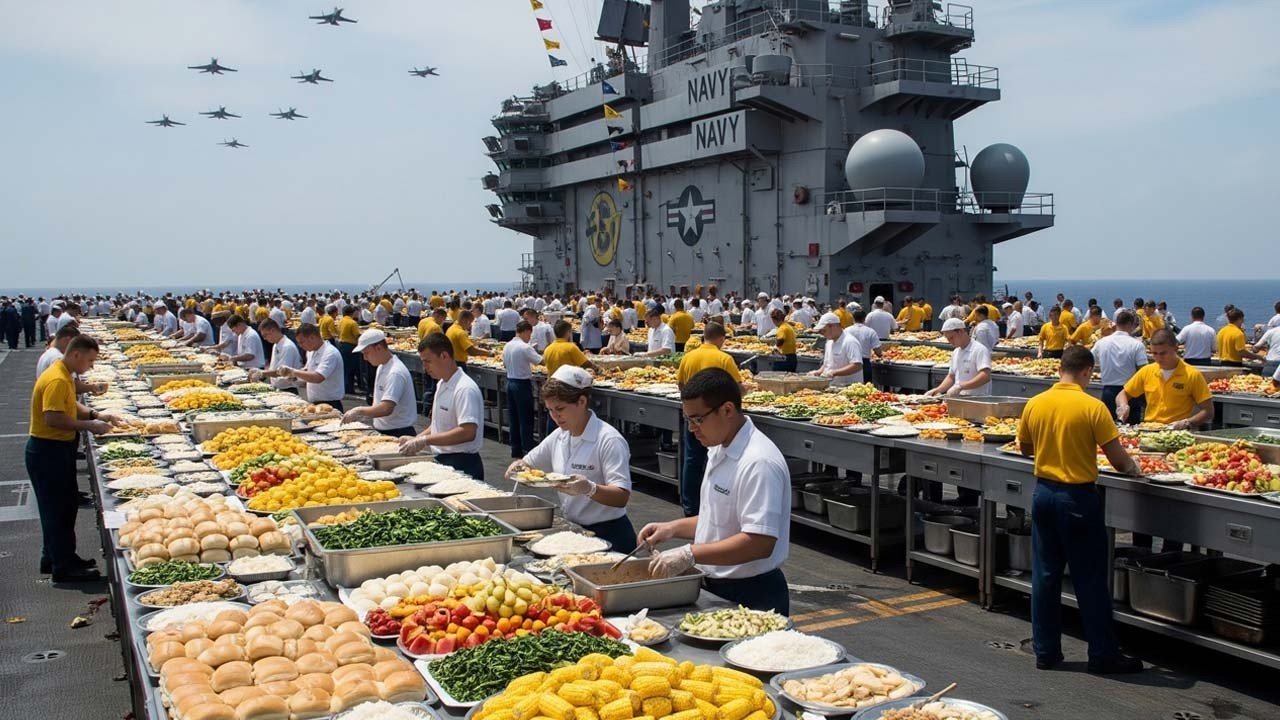 17,398 Meals a Day 💥 The Insane Food Operation Aboard the USS Gerald R. Ford
