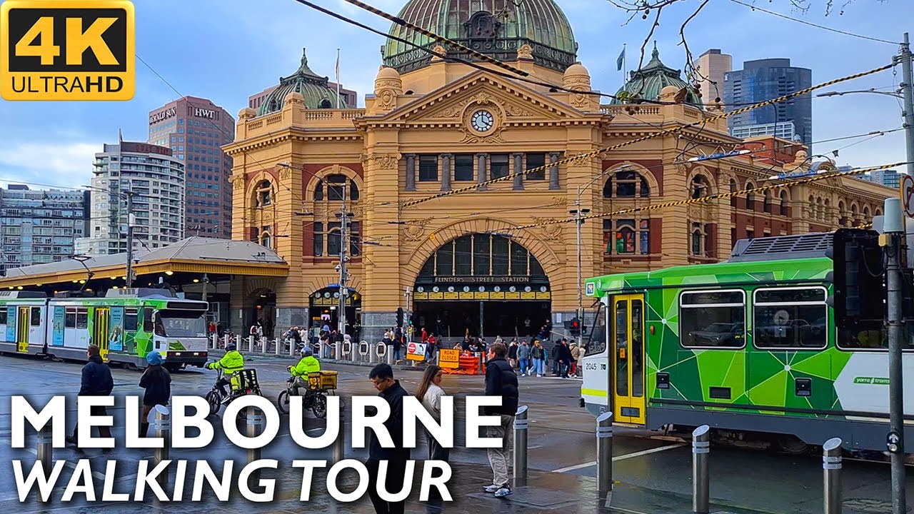 Melbourne City Walking Tour - From Flinders Street Station to Little Lonsdale Street | 4K Video