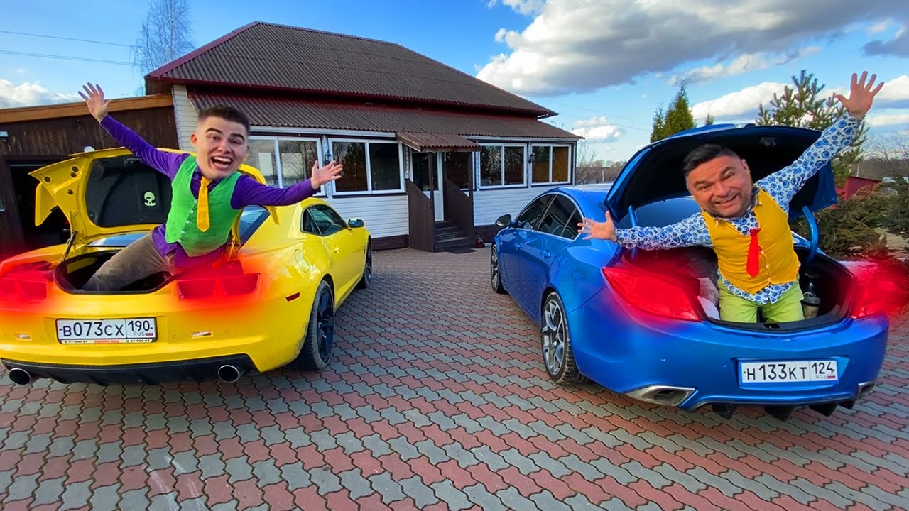 Funny Mr. Joe & Older Mr. Joe Found Cool Cars Camaro & Opel & Climbed into Trunk