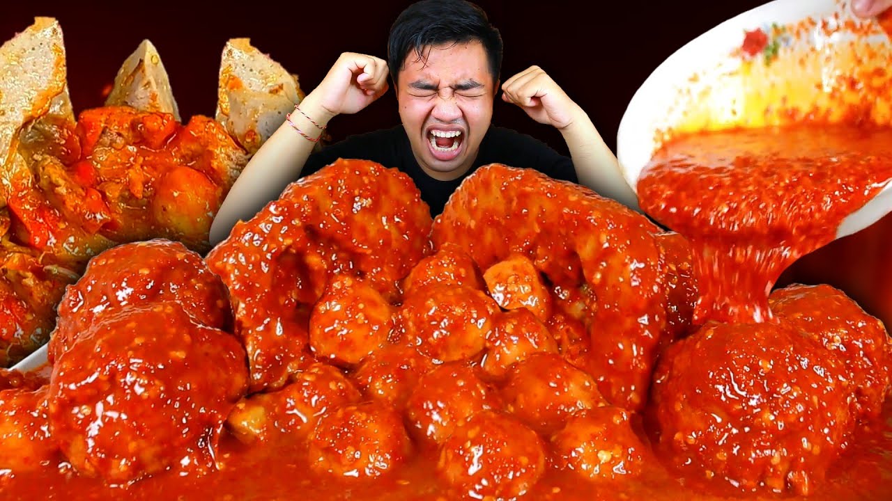 MUKBANG SEBLAK BAKSO BERANAK, BAKSO URAT, BAKSO ISI DAGING BANJIR KUAH LAVA CABE