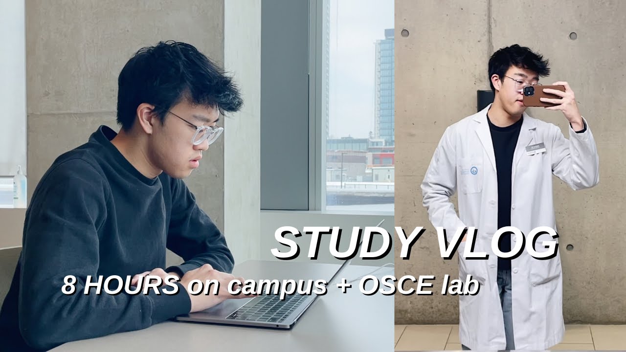 STUDY VLOG | studying for 8 HOURS on CAMPUS + OSCE lab *productive motivation student routine 2023*