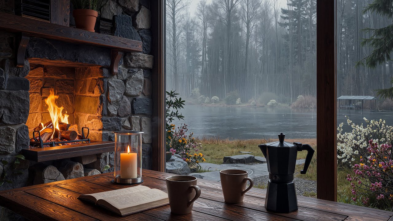 Cozy Rainy Café Jazz ☕ Window Rain Sounds & Smooth Jazz for Work, Study & Chill