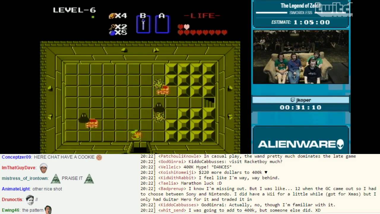 SGDQ 2015 The Legend of Zelda (swordless) Speed Run by jkoper with Chat Reactions