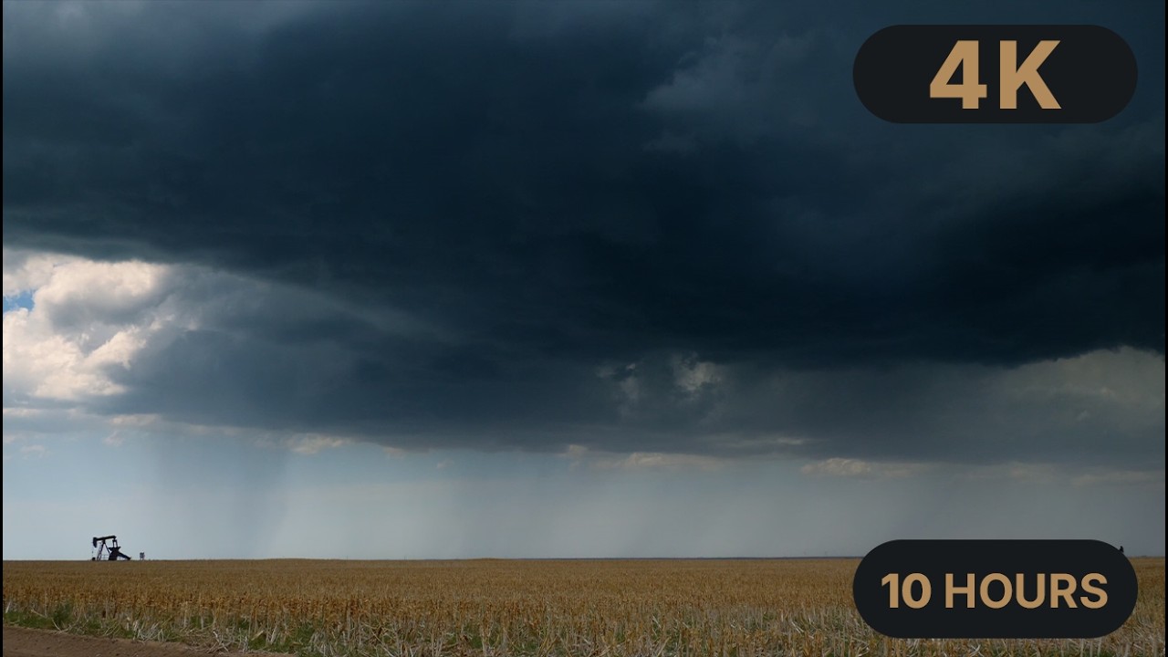 Seminole Texas Oilfield Thunderstorm - 10 Hours of Wind & Distant Thunder for Sleep, Focus & TV 4K