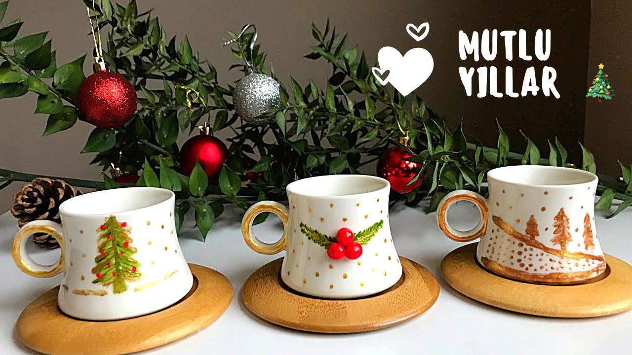 Diy Турецкая кофейная чашка Картина /Роспись по керамике/Рождественский подарок / Раскрась со мной 🌸