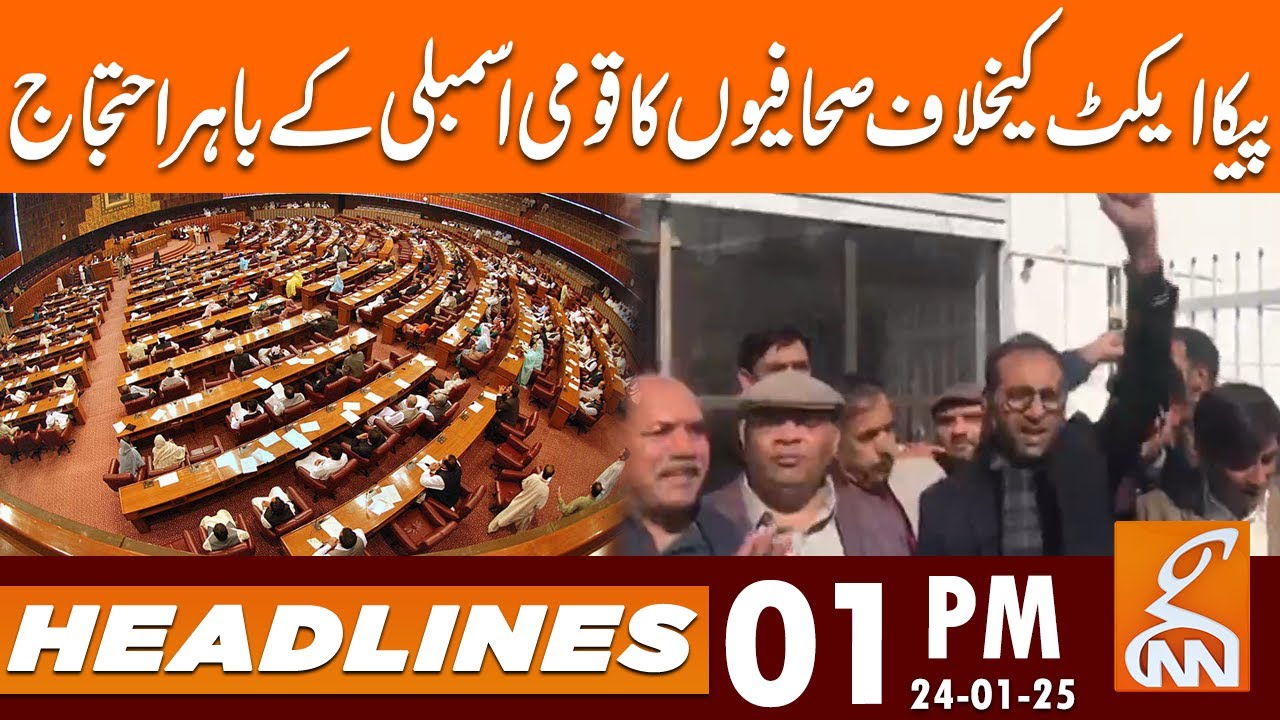 Journalists Protest against PECA Act Outside NA | News Headlines | 01 PM | 24 JAN 2025 | GNN