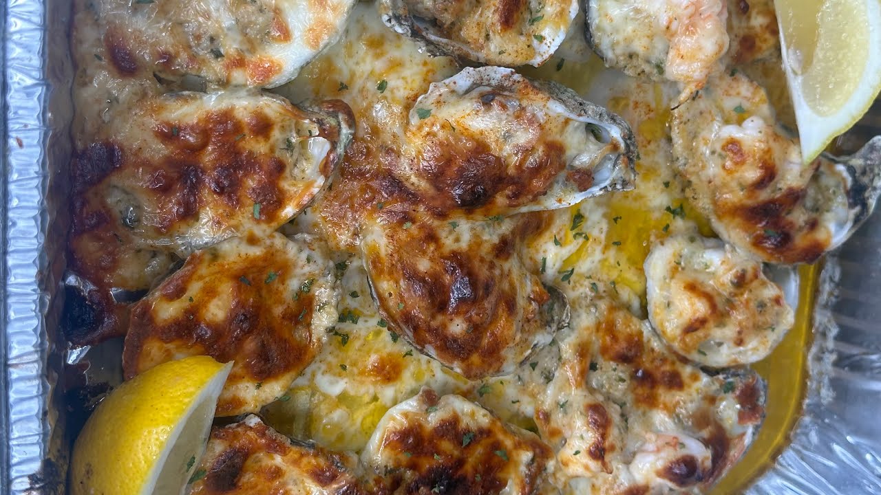 🦪 Устрицы с чесночным маслом (3 варианта: с креветками, с беконом и без)