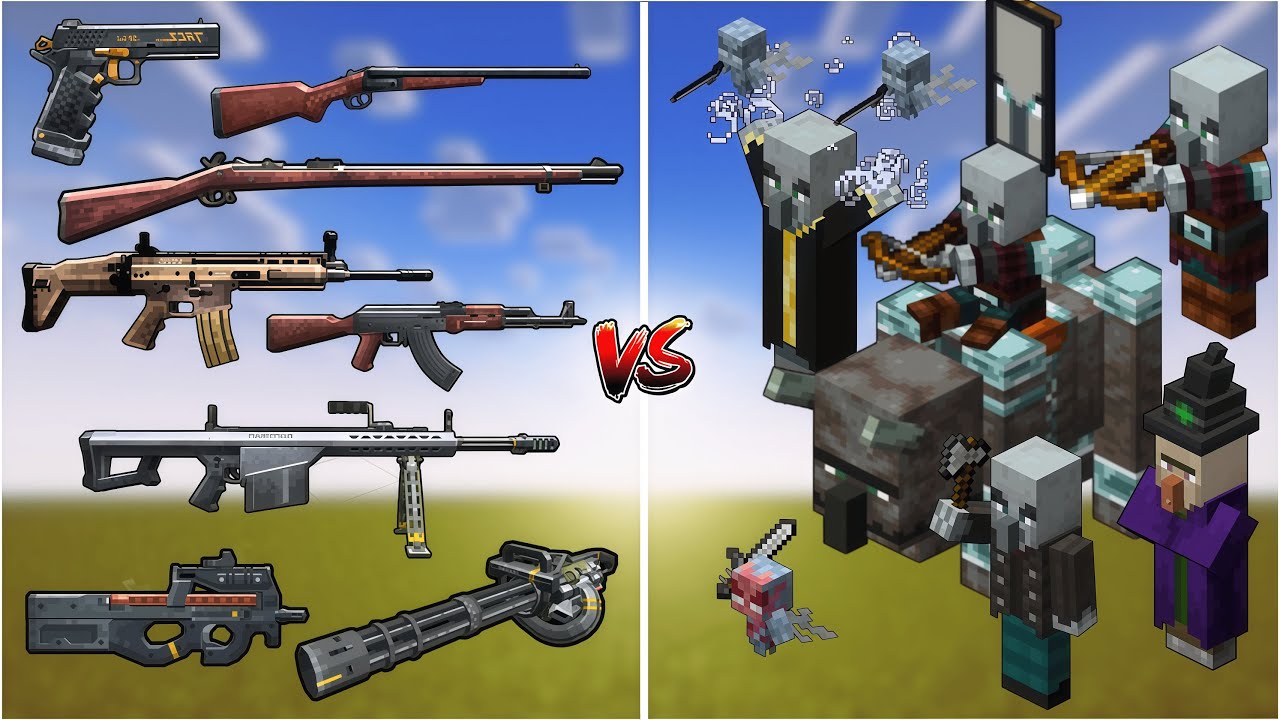 TaCZ Guns vs Raid! Can Guns Protect the Village???