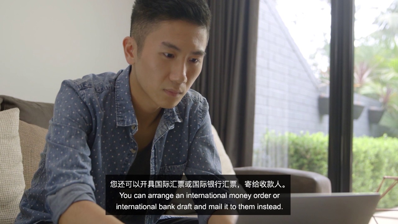 Transferring money overseas.