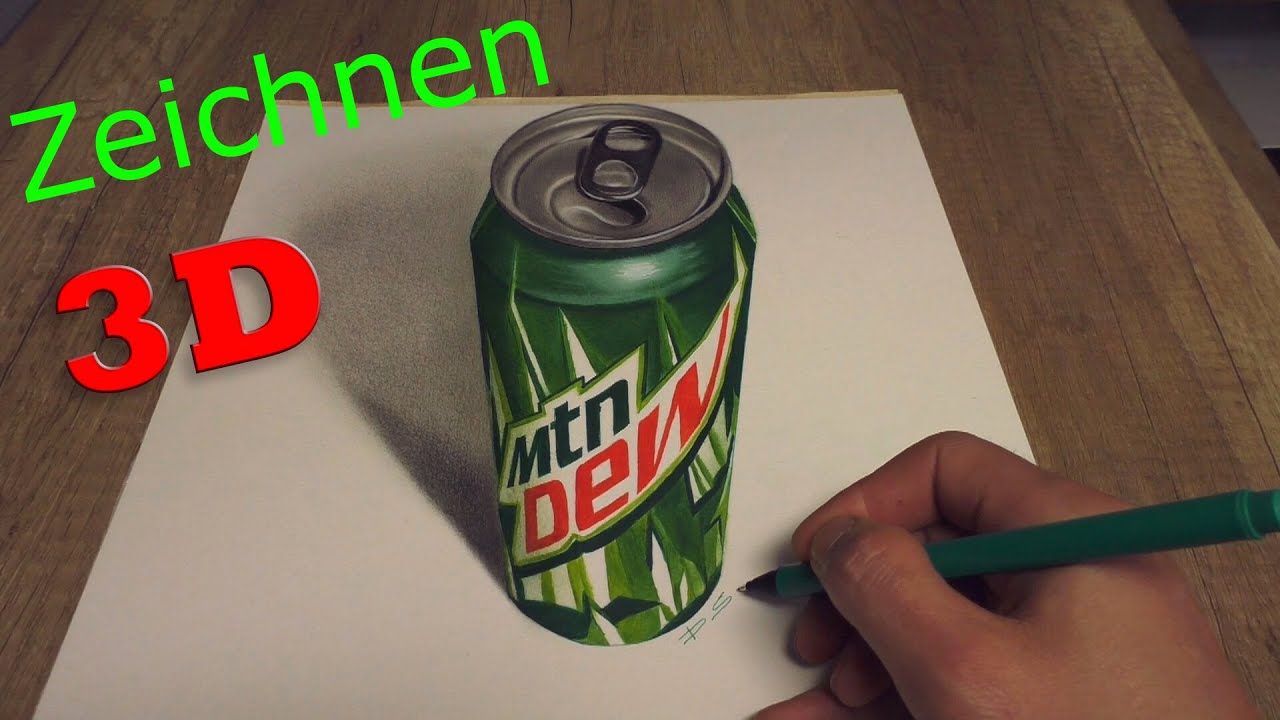 Realistische Zeichnung einer Dose/3D Malerei von Stefan Pabst