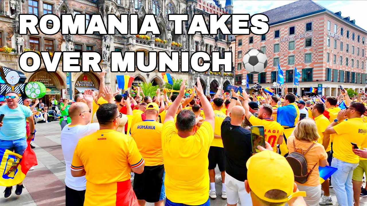 Romanian Fans take over Munich's Marienplatz 😀 ⚽️ UEFA EURO 2024