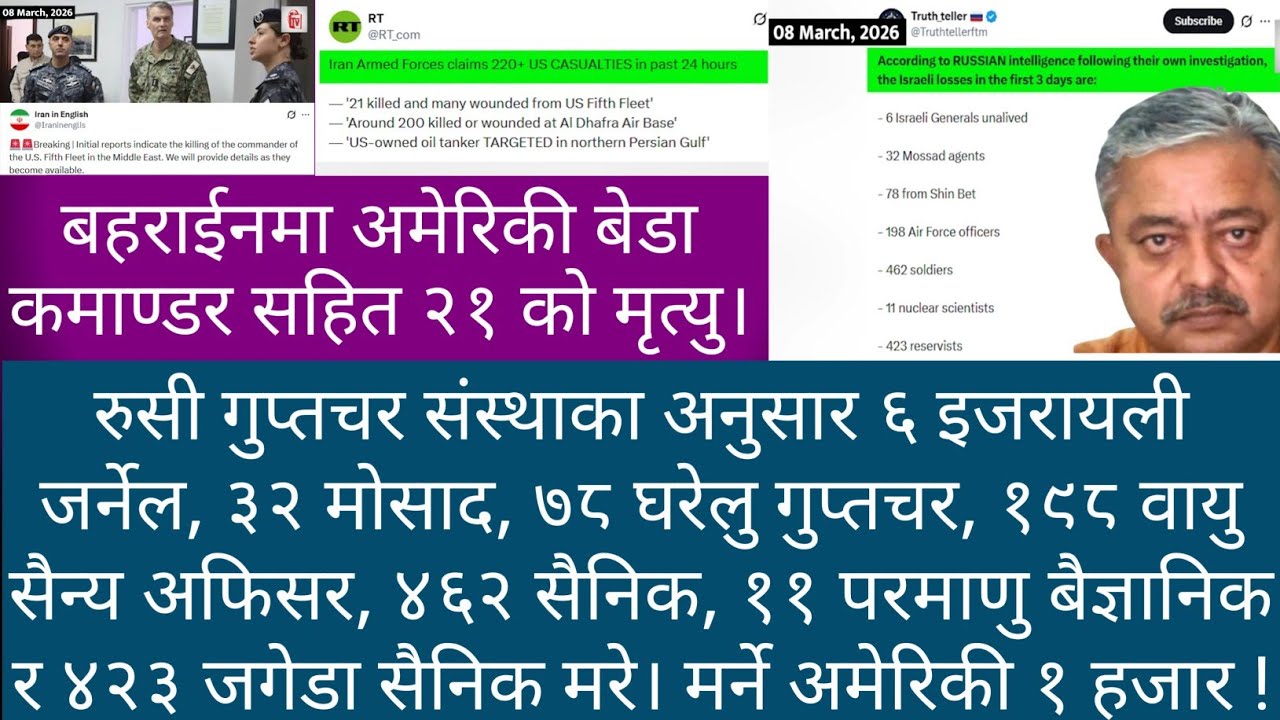 अमेरिकी बेडा कमांडर ढले। ईजरायली हवाई अड्डा उड्यो। लाशका चाङ। भारी भयो ईरान !
