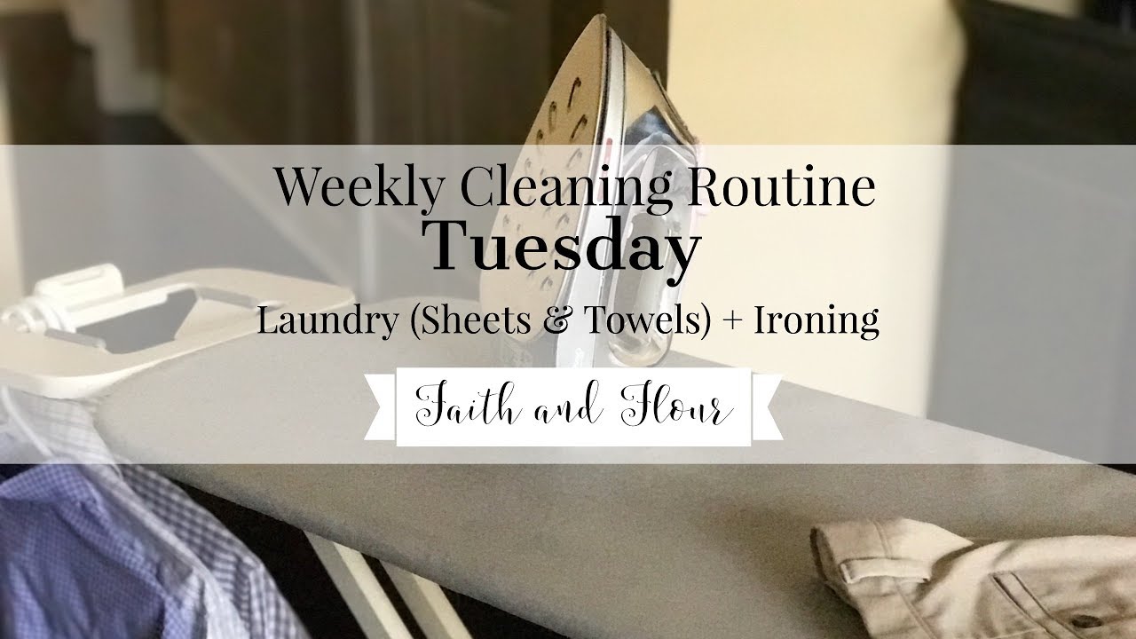 Weekly Cleaning Routine: Tuesday  | Clean with Me | Laundry (Sheet & Towels) + Ironing