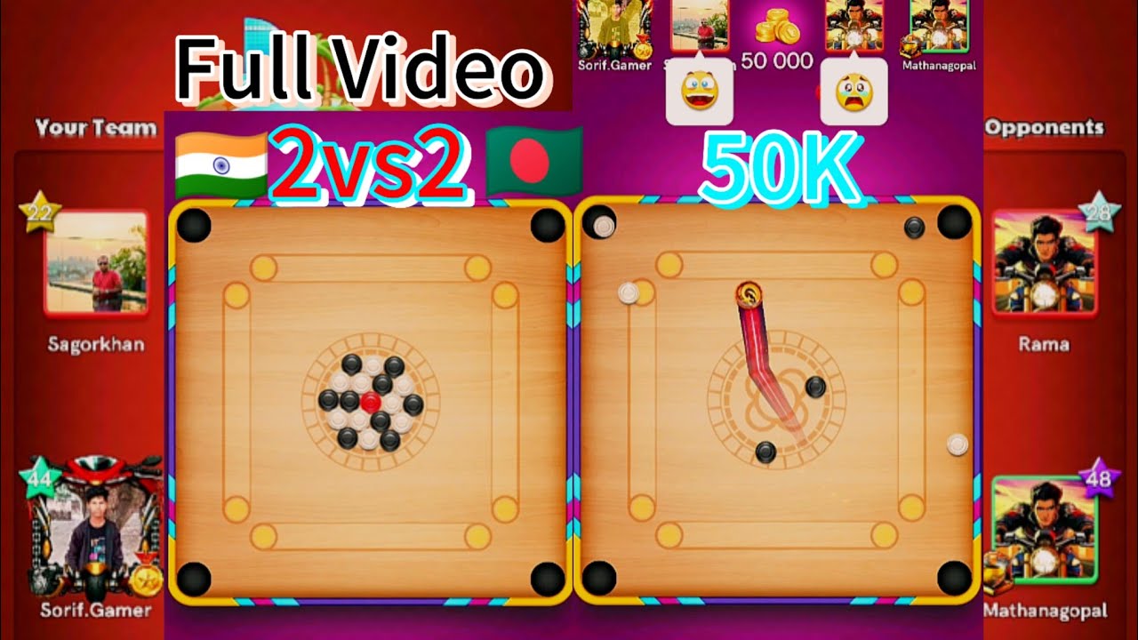 Carrom Pool Game And 2vs2 match the Time ki Virel Video