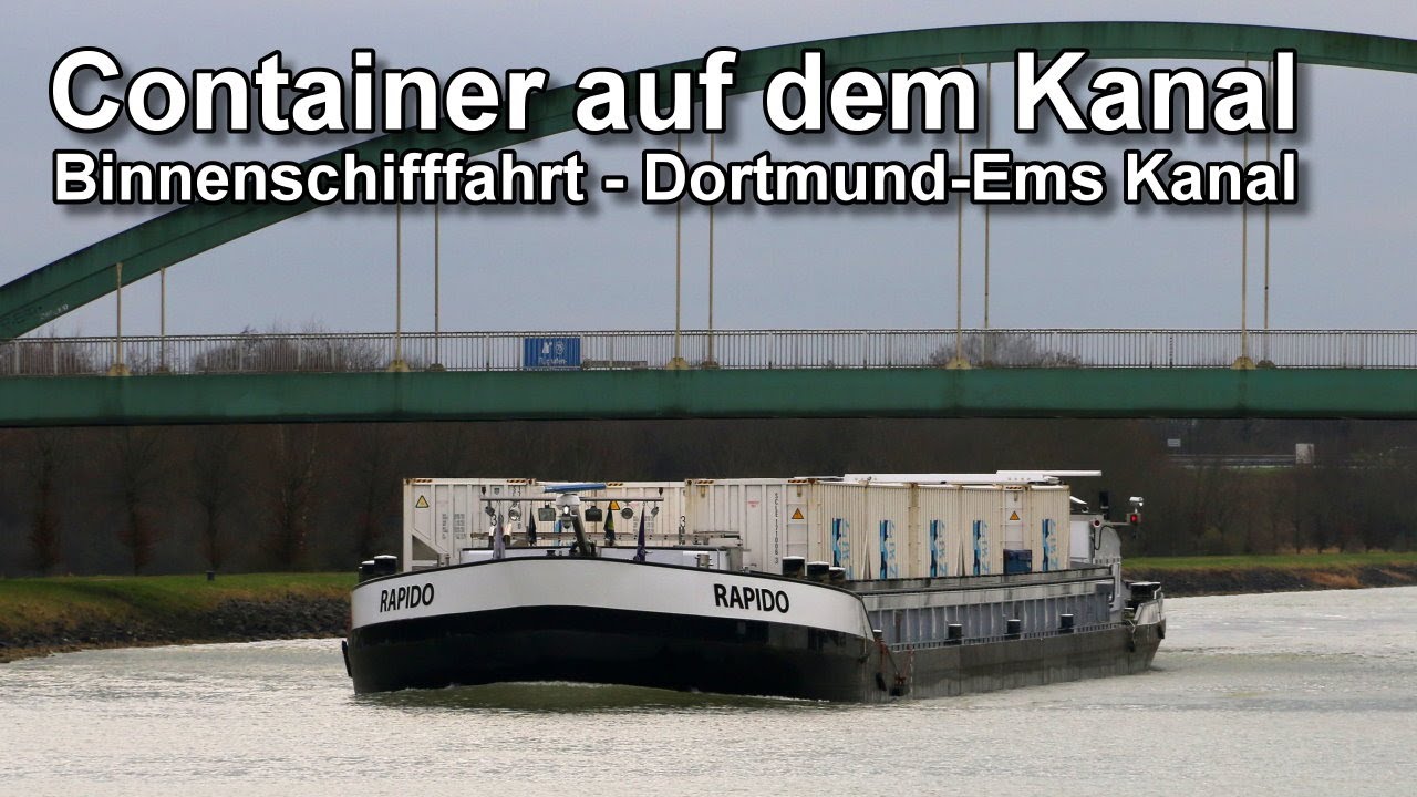Container auf dem Dortmund-Ems Kanal - Frachtschiffe - Binnenschifffahrt
