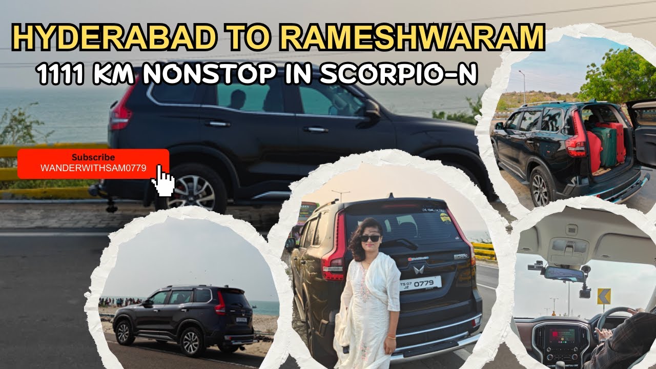 Hyderabad to RAMESHWARAM DHANUSKODI road trip non stop 1111 KM in Scorpio N #rameshwaram  #roadtrip