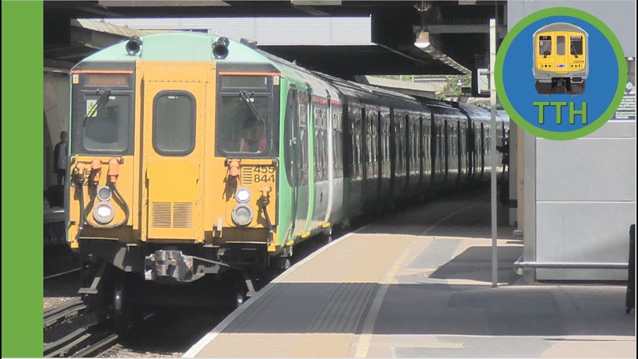12 car Class 455 passes Gatwick Airport
