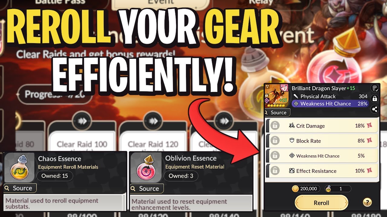 Rerolling/Resetting Gear - How I Recommend Using Your Raid Essence! [Seven Knights: Rebirth]