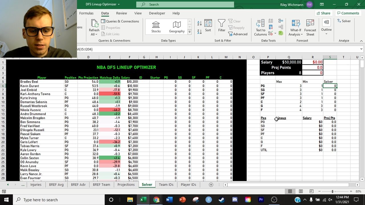How to Optimize Your Daily Fantasy Sports Lineups Using Excel