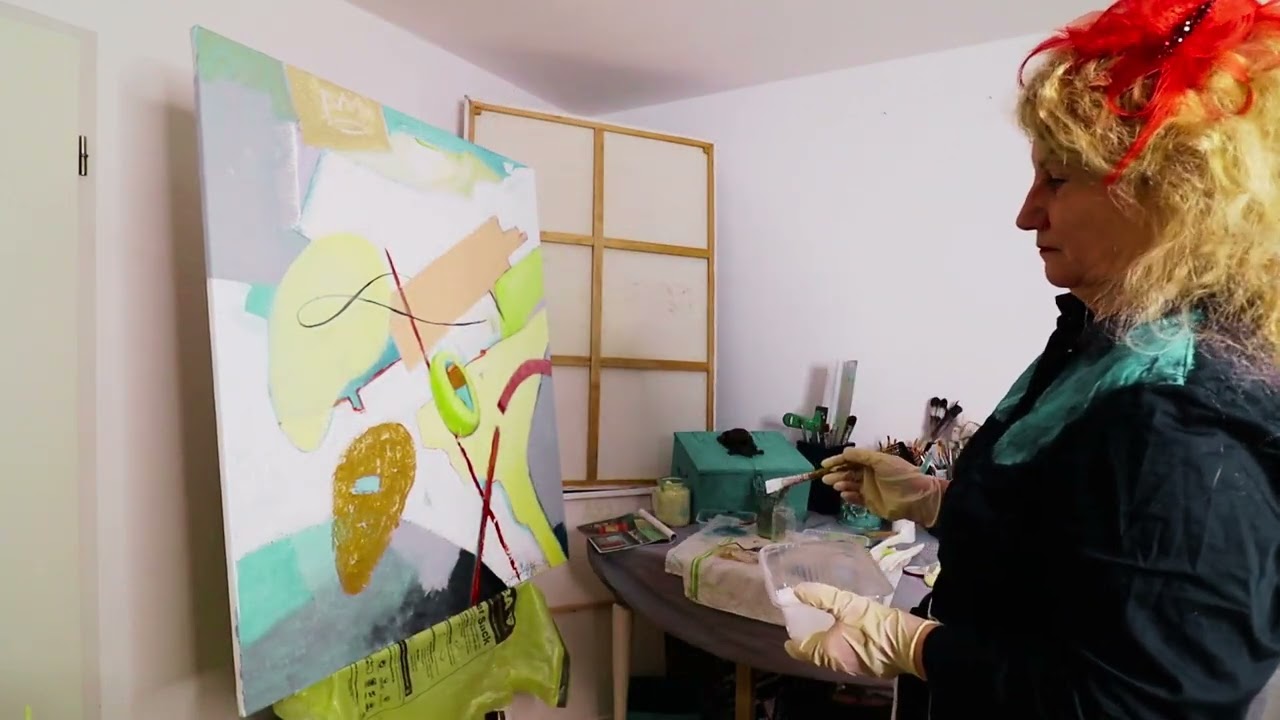 #251 LIVE im Atelier: Abstrakte Malerei + Leinwand entsteht Schicht + Schicht | Berliner Künstlerin