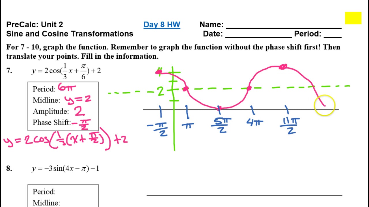 Day 8 HW Graphing Sine and Cosine by Adding Quarter Period